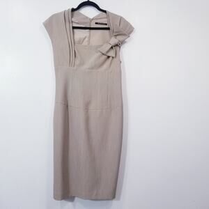 Black Halo Elegant Sheath Dress with Bow Detail Cap Sleeves